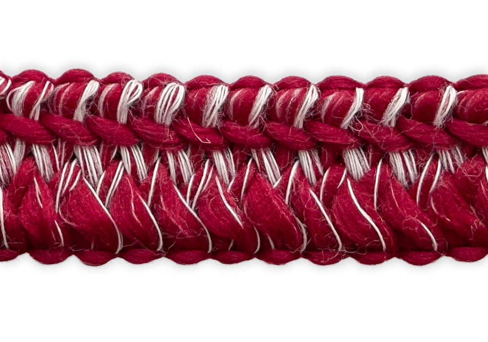 1" Scarlet Peppermints Braided Trim (Made in France)