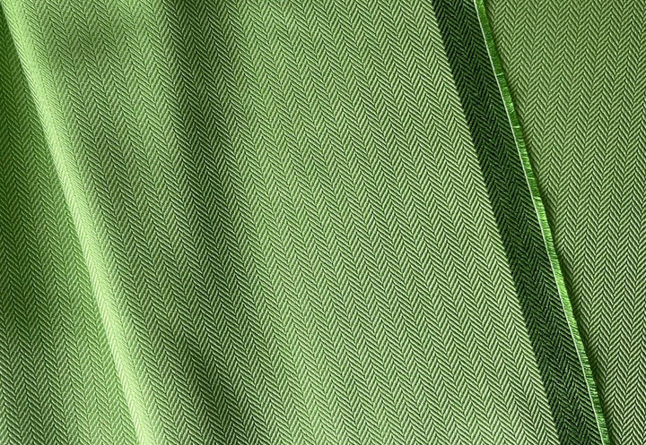 Elegant Fern Green Herringbone Silk & Cotton Suiting (Made in Spain)