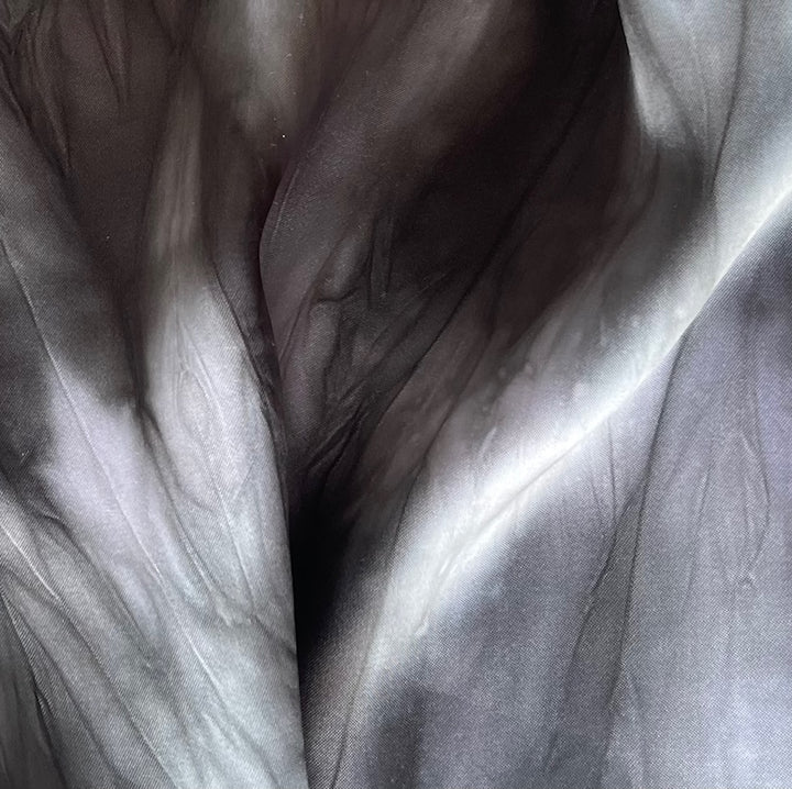 Liquid Storm Grey Mottled Polyester Satin Charmeuse