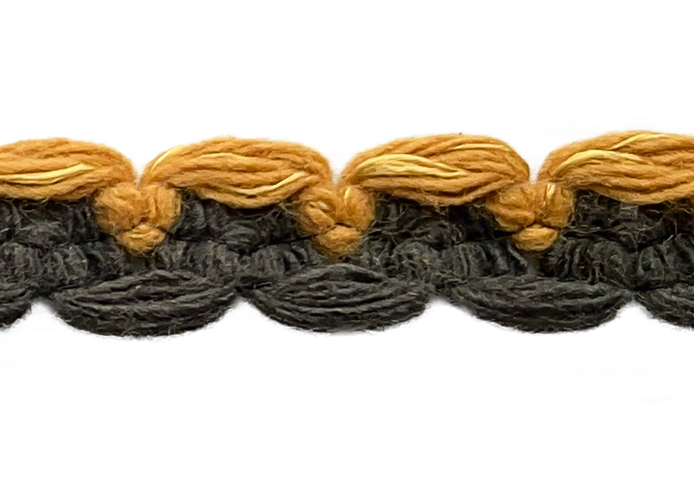 5/8" Fall Mustard & Olive Moss Braided Trim (Made in France)