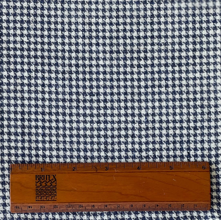 Midnight Navy & White Wool & Linen Houndstooth (Made in Italy)