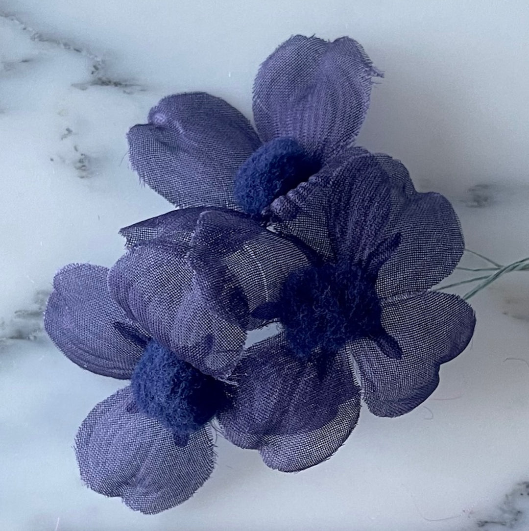 Indigo Violet Dogwood Cluster Silk Flower (Made in USA)