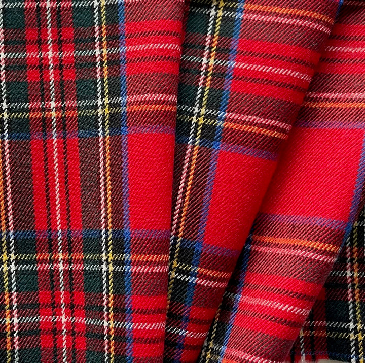 Mid-Weight Selvedged Royal Stewart Virgin Wool Tartan Plaid (Made in Italy)