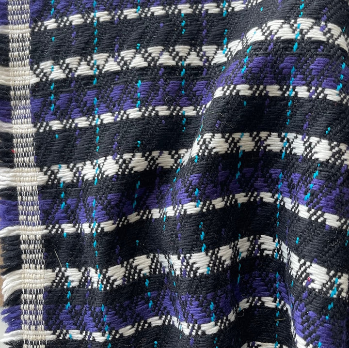 Textured Blackened Grape Striped Wool Blend (Made in Italy)