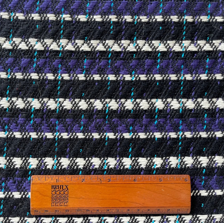 Textured Blackened Grape Striped Wool Blend (Made in Italy)