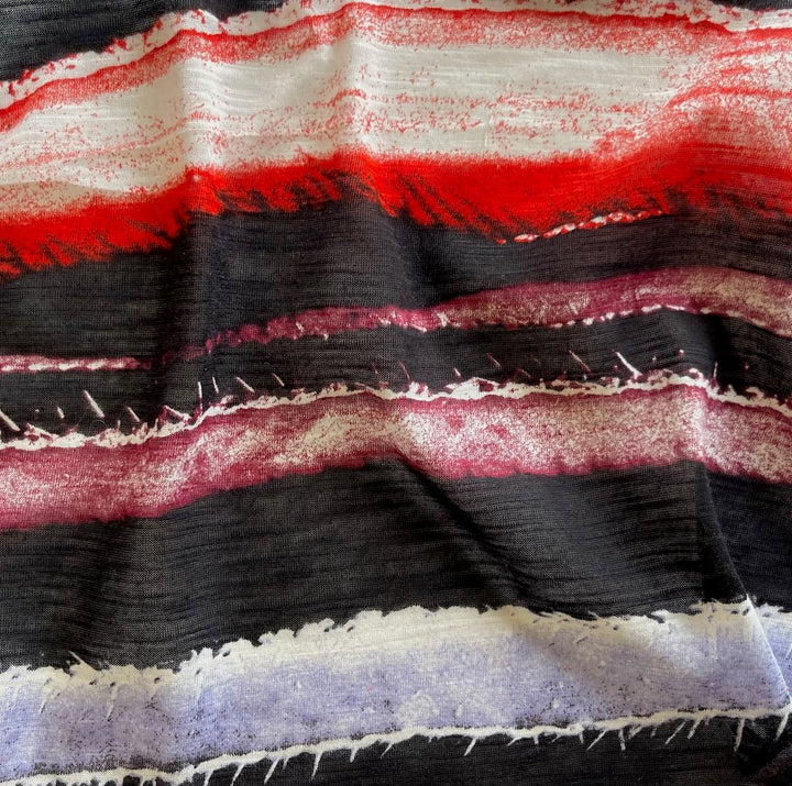 Semi-Sheer Desert Sunset Irregular Striped Cotton Tissue Jersey Knit (Made in Japan)