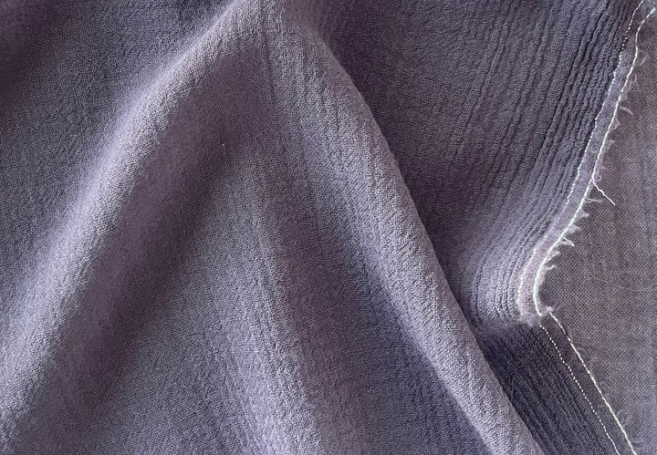 Semi-Sheer Rosy Wenge Crinkled Wool Gauze (Made in Italy)