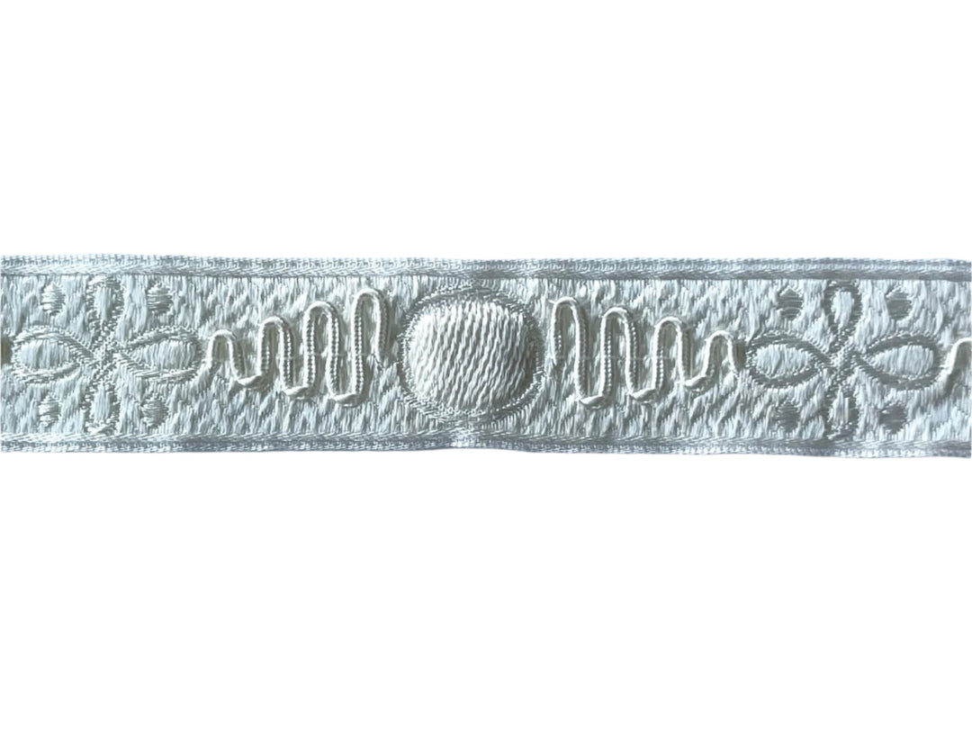 1 1/8" Flanked Austere Medallion Woven Ribbon (Made in France)