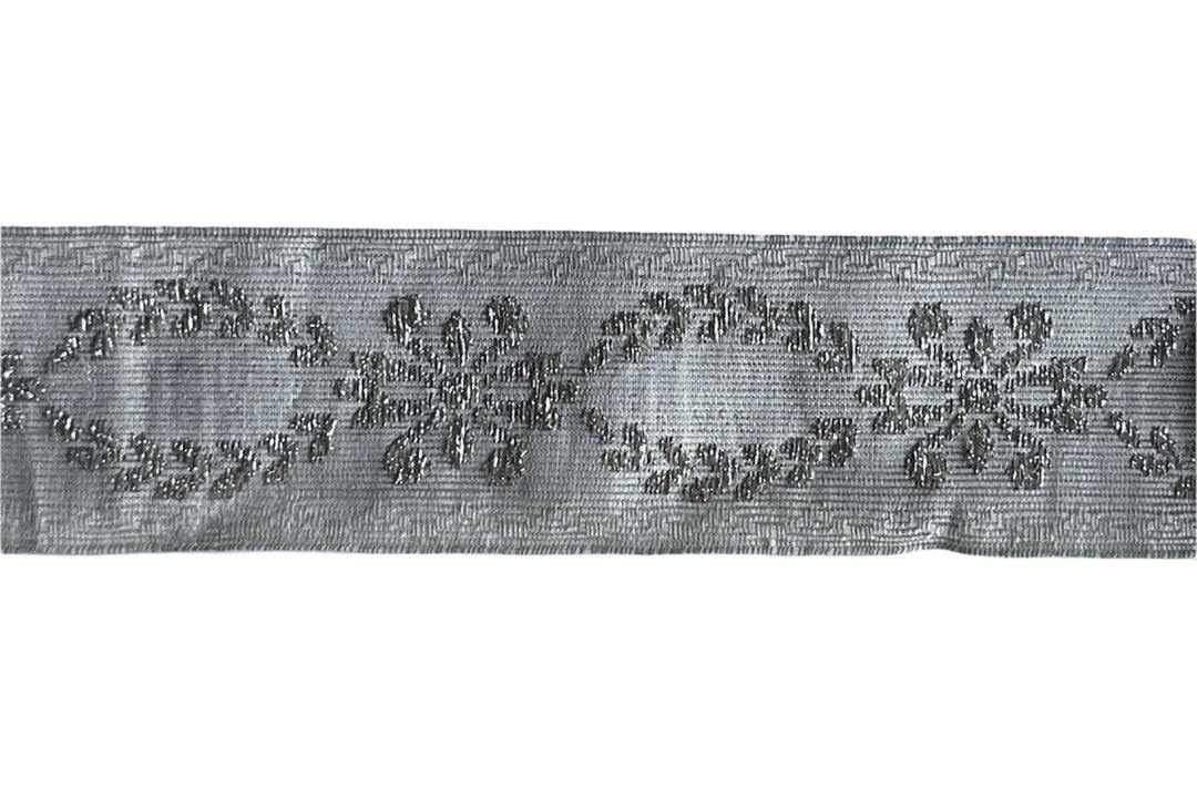 1 5/8" Garland Vintage Metallic Silver Brocade Ribbon (Made in France)