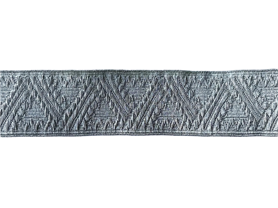 1 1/4" Kilim Metallic Silver Brocade Ribbon (Made in Austria)