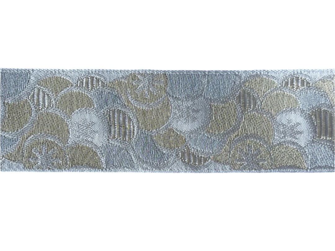 1 1/2" Irregular Mermaid Scales Metallic Gold Brocade Ribbon (Made in France)
