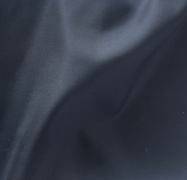 Lighter-Weight Lustrous Crows Wing Black Silk Blend Satin (Made in Italy)