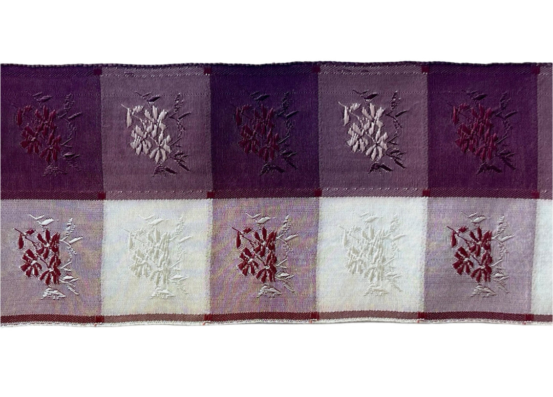 2 3/4" Sherry & Ivory Checked Woven Ribbon (Made in France)