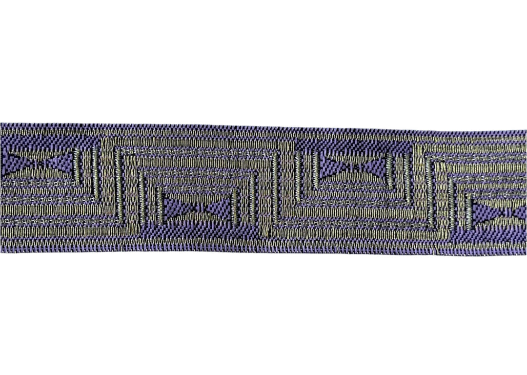 1 1/4" Royal Purple & Metallic Gold Maze Brocade Ribbon (Made in Austria)
