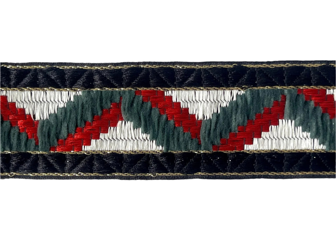 2" Pine & Cardinal Woven Ribbon (Made in France)