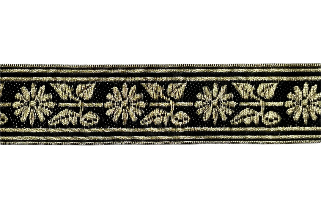 1 1/2" Gerbera Light Gold Brocade Ribbon (Made in France)