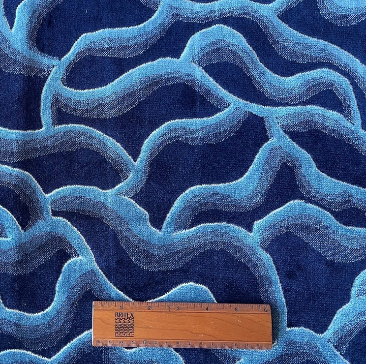 Kravet Deep Sea Caves Navy Rayon Viscose Blend Upholstery Yelvet (Made in Turkey)