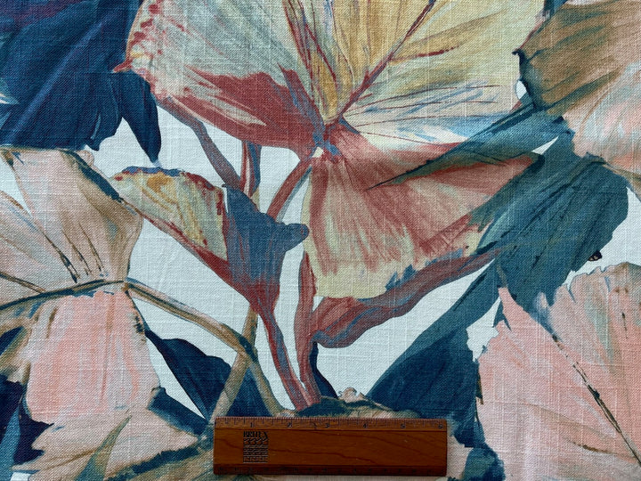 Large-Scale Layered Houseplant Palm Leaves Linen (Made in England)
