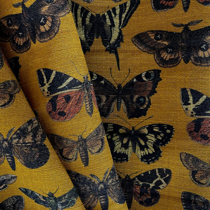 Marigold Moths & Butterflies Cotton Blend Canvas (Made in India)