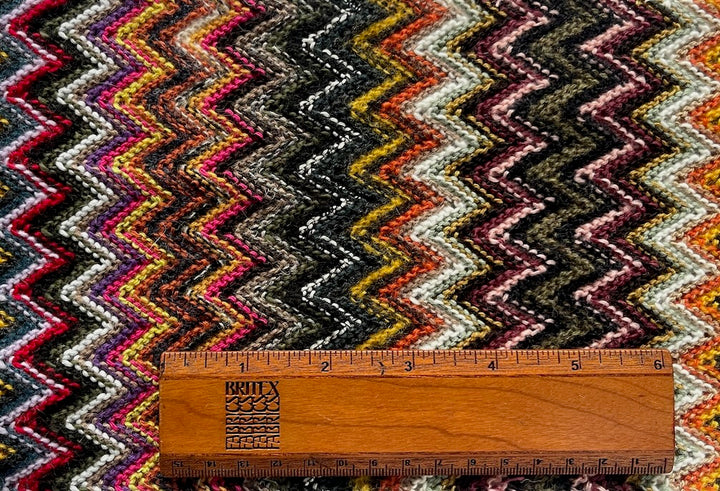 Designer Fall Stroll Zig-Zag Cotton Blend Sweater Knit (Made in Italy)