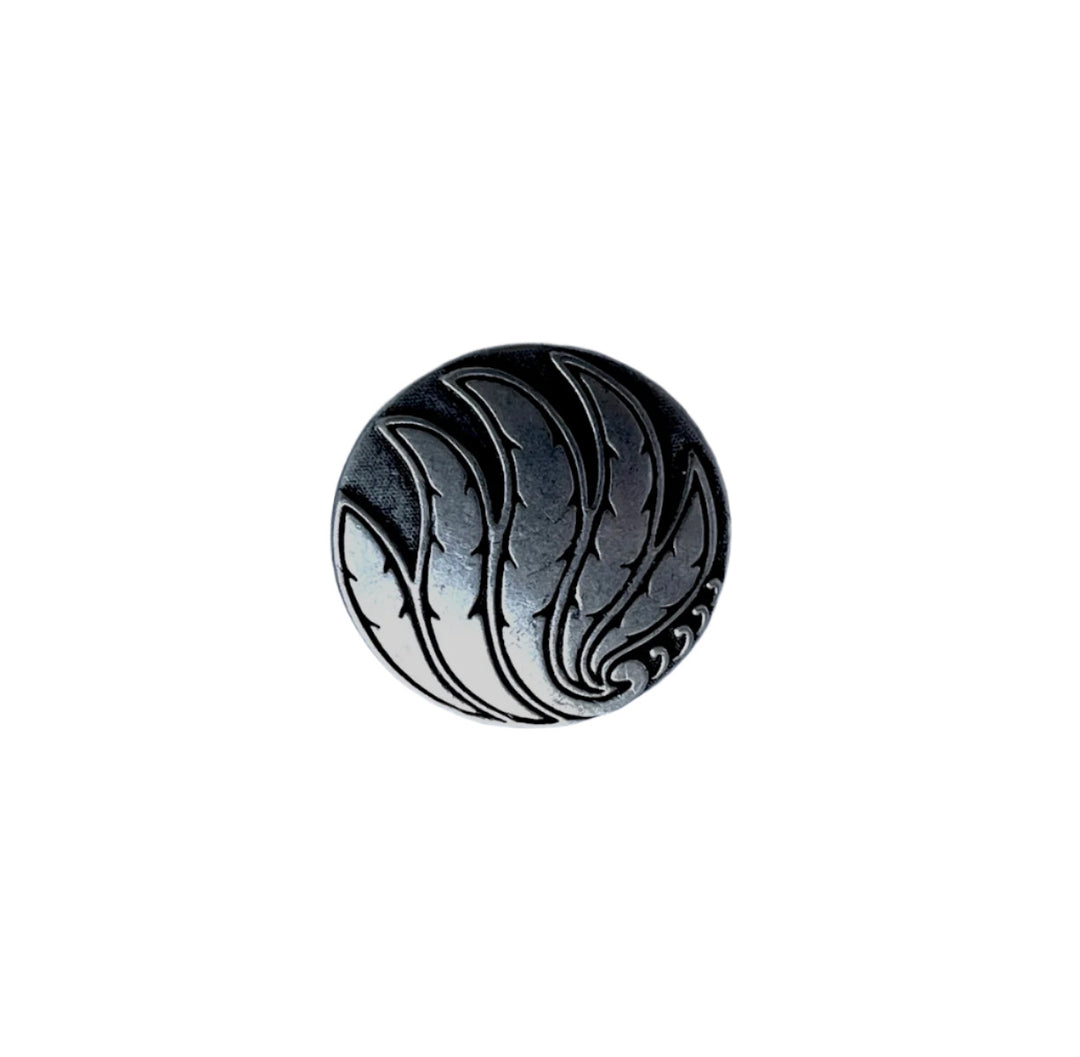 Five Feathers Antique Silver Metal Button (Made in Germany)