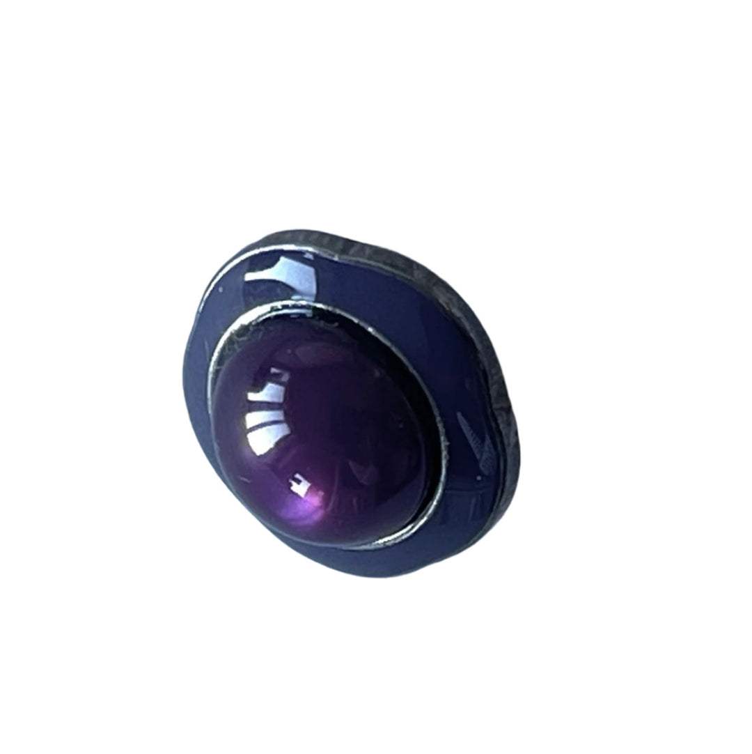 7/16" Violet Cabochon Enameled Silver Metal Button (Made in Italy)