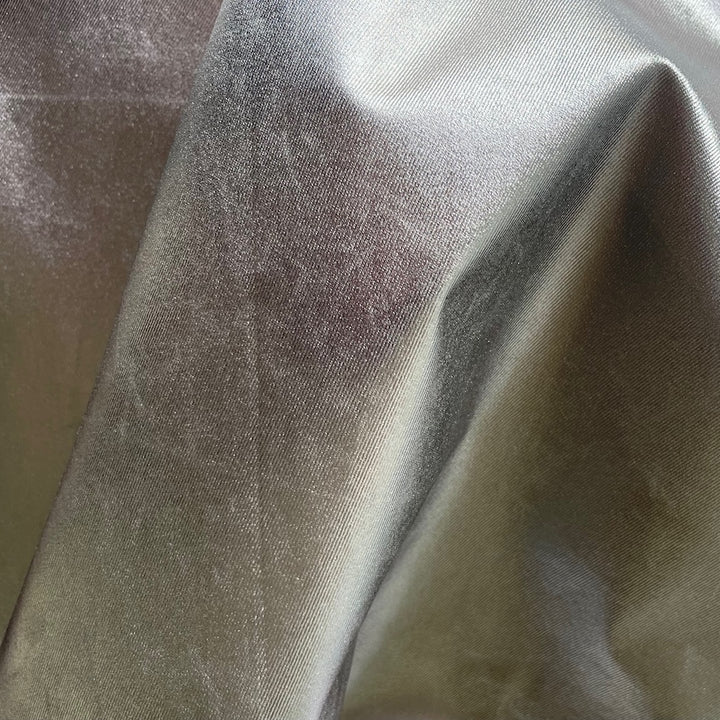 Mid-Weight Metallic Pewter Cotton Backed Twill
