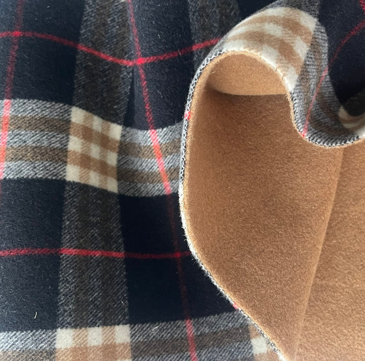 Lanificio Colombo Reversible Plaid Camel Wool & Cashmere Coating (Made in Italy)