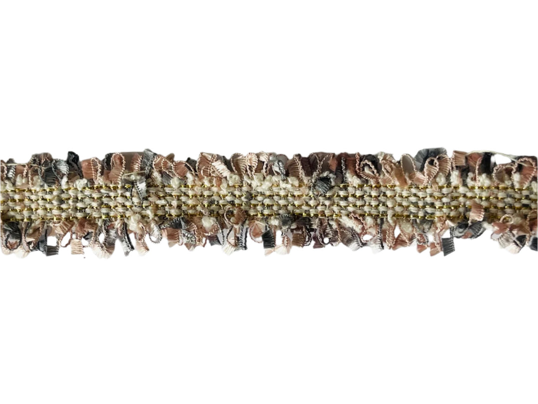 1" Ballet Pink & Metallic Gold Tweed Trim (Made in France)