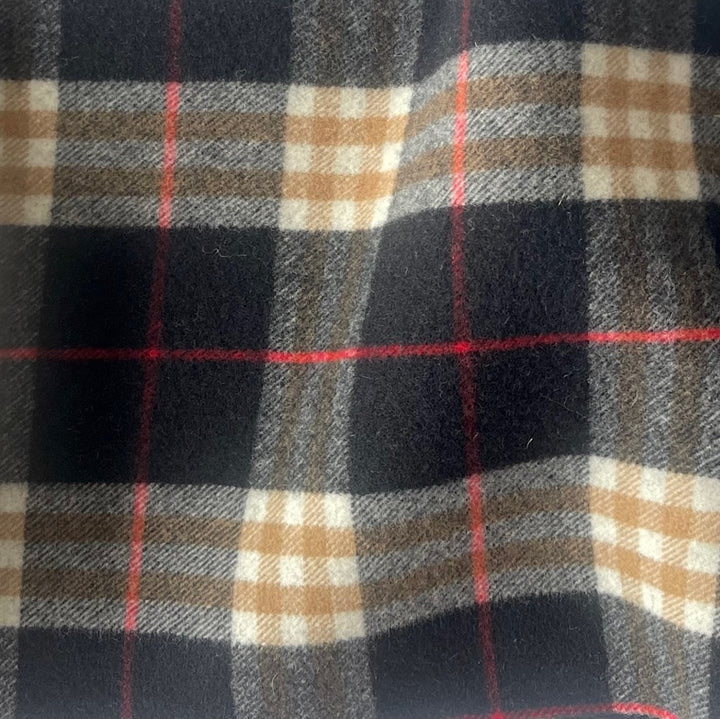 Lanificio Colombo Reversible Plaid Black Wool & Cashmere Coating (Made in Italy)