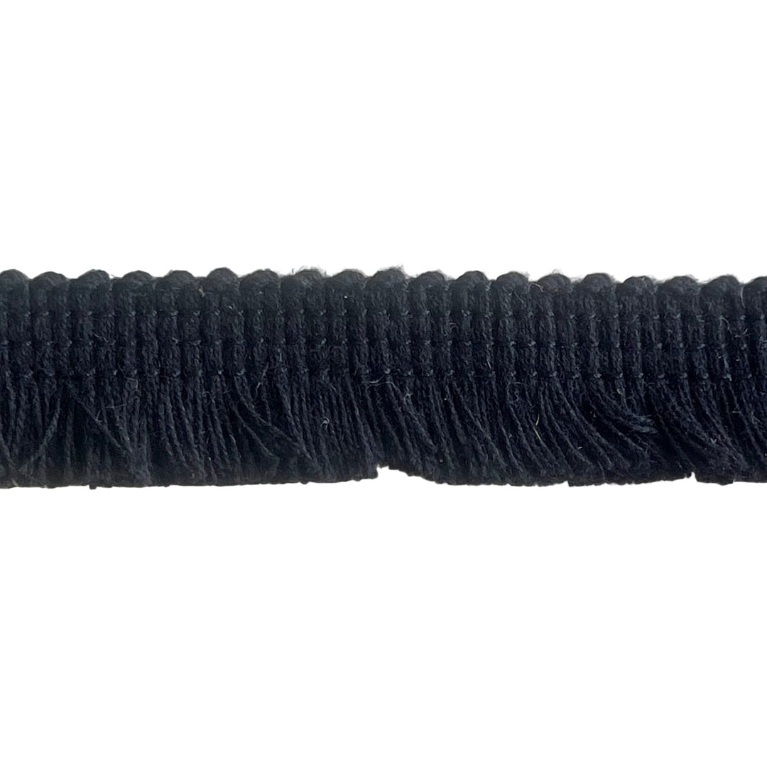 5/8" Onyx Cotton Fringed Piping Trim (Made in France)