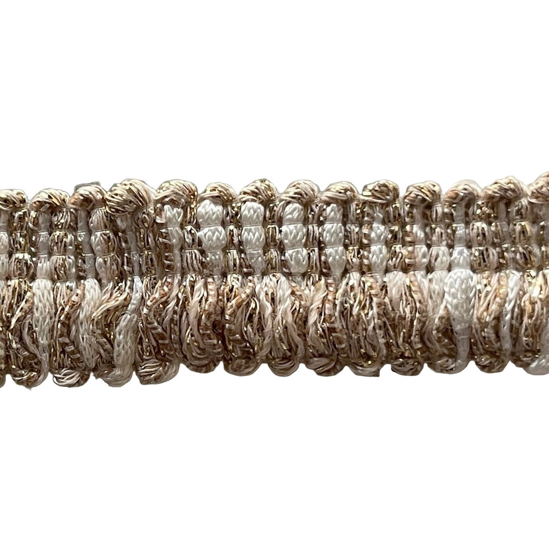 3/4" Café au lait, Cream & Gold Fringed Piping Trim (Made in France)