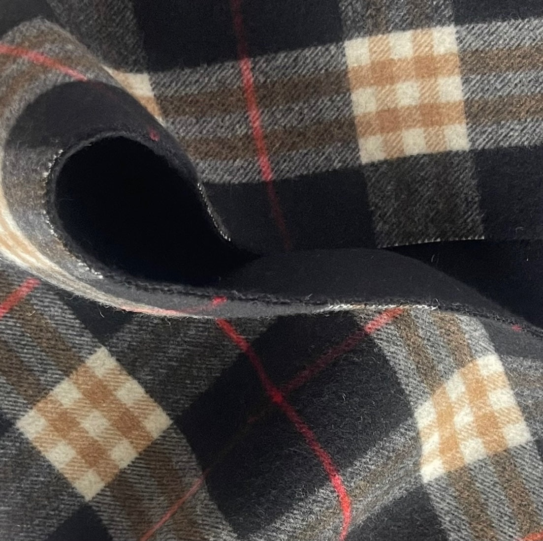 Lanificio Colombo Reversible Plaid Black Wool Cashmere Coating