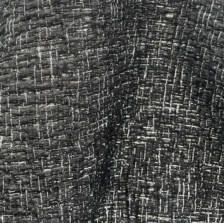 Light-Weight Ethereal Obsidian & Silver Silk Blend Brocade (Made in Italy)