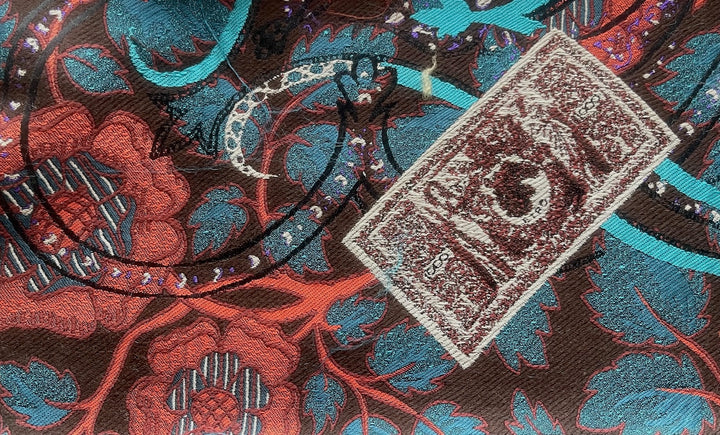 31" Panel - Etro Dramatic Persimmon & Teal Signature Wool Blend Brocade (Made in Italy)