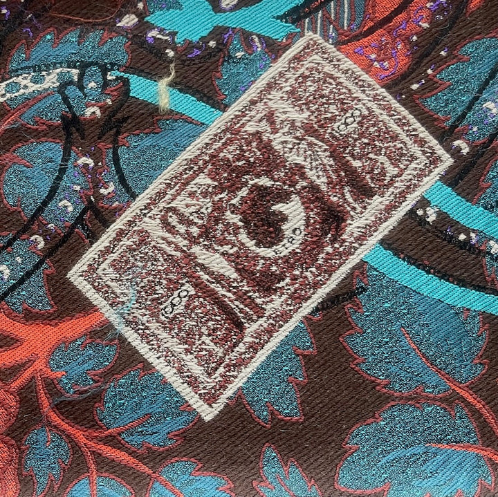 31" Panel - Etro Dramatic Persimmon & Teal Signature Wool Blend Brocade (Made in Italy)