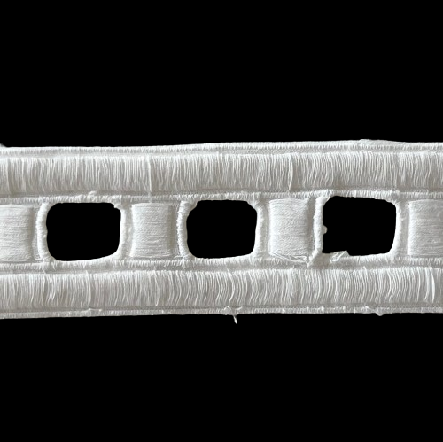 1 3/8" Thickly Faggoted Pale Cream Cotton Eyelet Trim (Made in Switzerland)