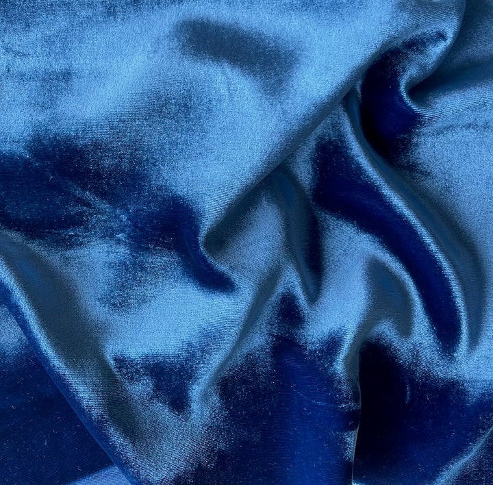 Gleaming Lapis Lazuli Silk & Rayon Blend Velvet