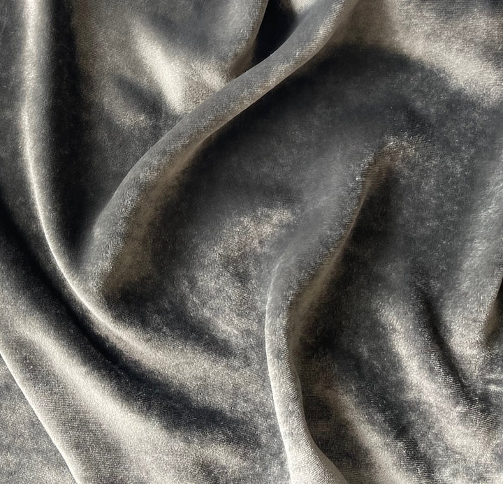 Stormy Weather Grey Silk & Rayon Blend Velvet