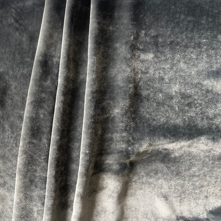 Stormy Weather Grey Silk & Rayon Blend Velvet
