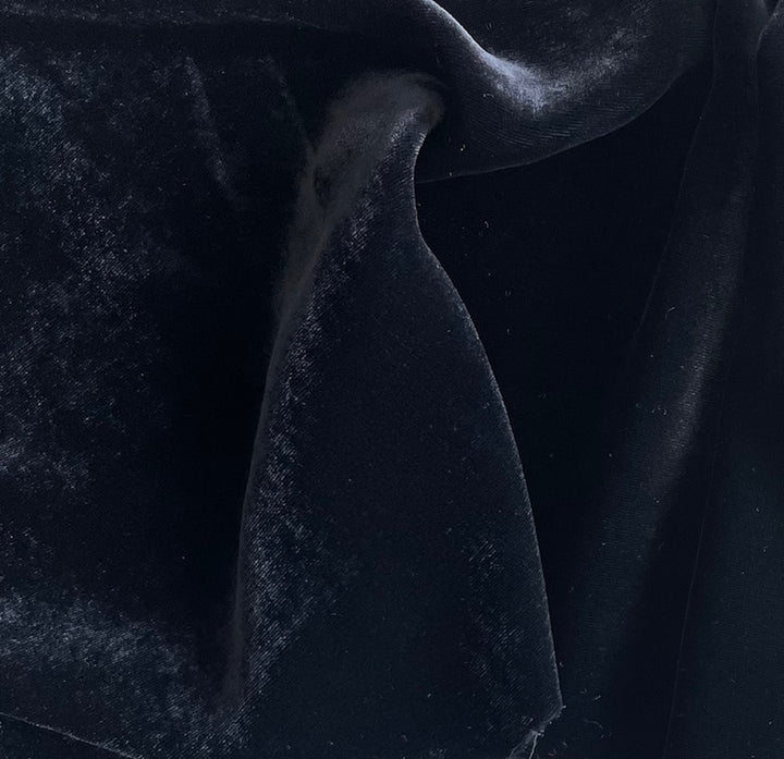 Raven Blue-Black Silk & Rayon Blend Velvet