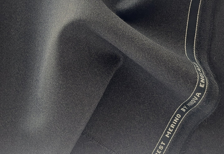Selvedged Black Coffee Merino Wool Suiting (Made in England)