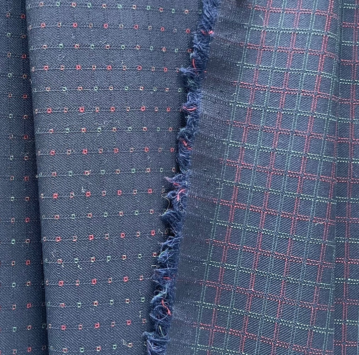 Lighter-Weight Navy Squared Wool Suiting (Made in Italy)