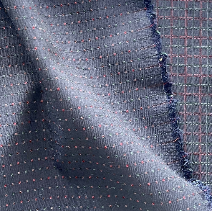 Lighter-Weight Navy Squared Wool Suiting (Made in Italy)