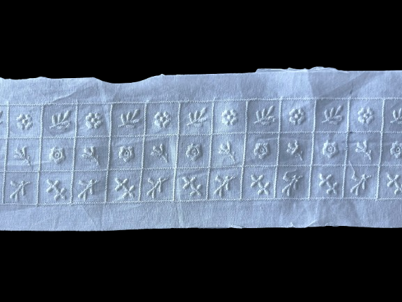 2 1/4" Garden Grid White Cotton Eyelet Trim (Made in Switzerland)