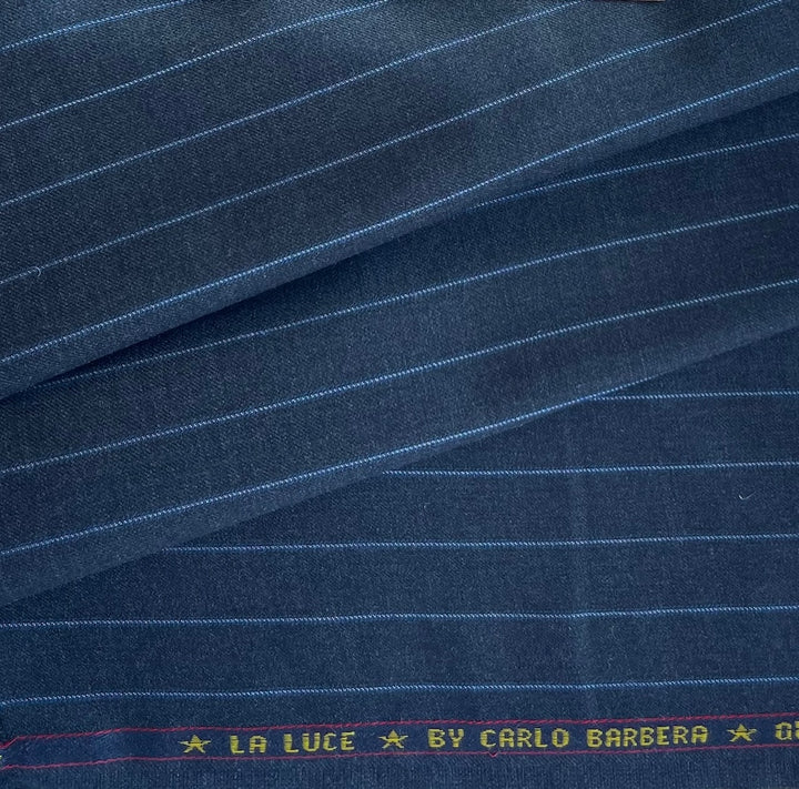 Carlos Barbera Off-Black & Lapis Selvedged Super 140s Wool Suiting (Made in Italy)