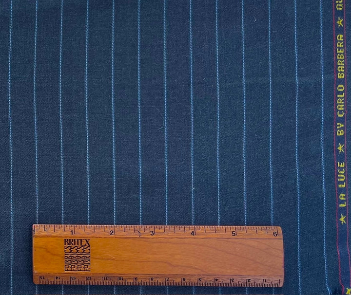 Carlos Barbera Off-Black & Lapis Selvedged Super 140s Wool Suiting (Made in Italy)