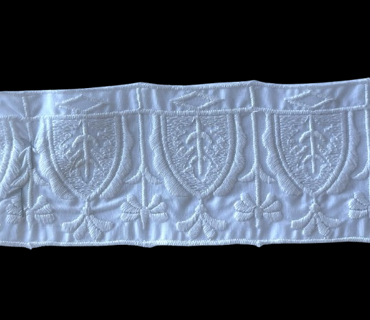 2 7/8" Embroidered Shields White Cotton Eyelet Trim (Made in Switzerland)