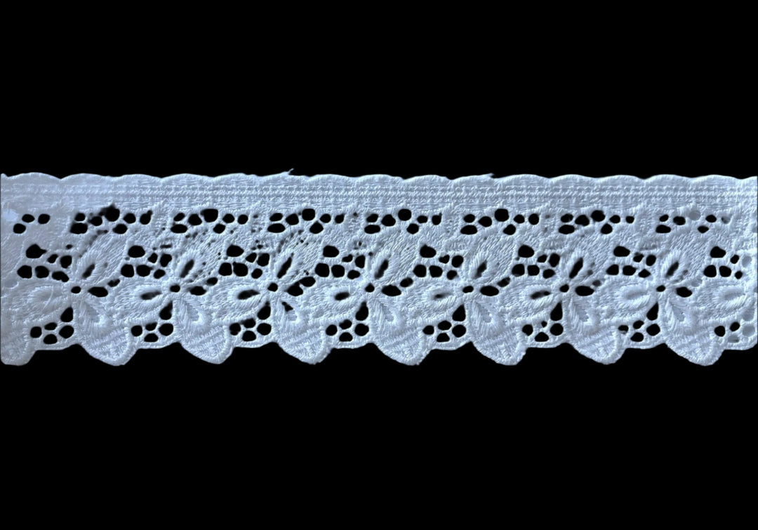 2 1/8" Flower Patch White Cotton Eyelet Trim (Made in Switzerland)