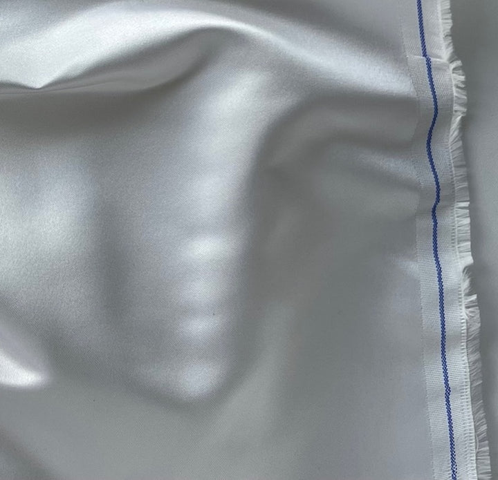 Lustrous Glowing White Mid-Weight Silk Blend Duchess Satin (Made in Japan)
